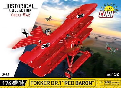 COBI-2986 Fokker Dr.1 Röde baronen - WW1 stridsflygplan
