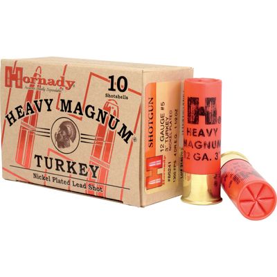 HORNADY HEAVY MAGNUM® SHOTSHELL AMMO, 12 GA #5 NICKEL 3" TURKEY 10/BOX