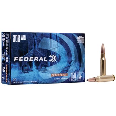 FEDERAL POWER SHOK AMMO 308 WIN JACKETED SP 20/BOX