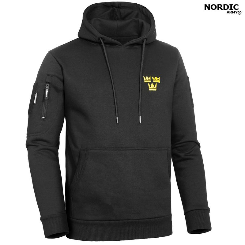 Nordic Army® Tactical Deluxe Tre Kronor Hoodie - Svart