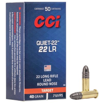 CCI RIMFIRE AMMUNITION 22 LR LEAD ROUND NOSE QUIET-22 40GR 50/BOX