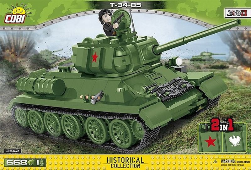 COBI-2542 T-34/85 Sovjetisk stridsvagn från WW2 med 668 byggblock