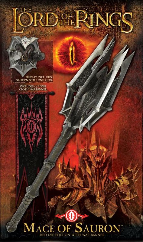 UC3520 The Mace Of Sauron And Ring Red Eye Edition With War Banner