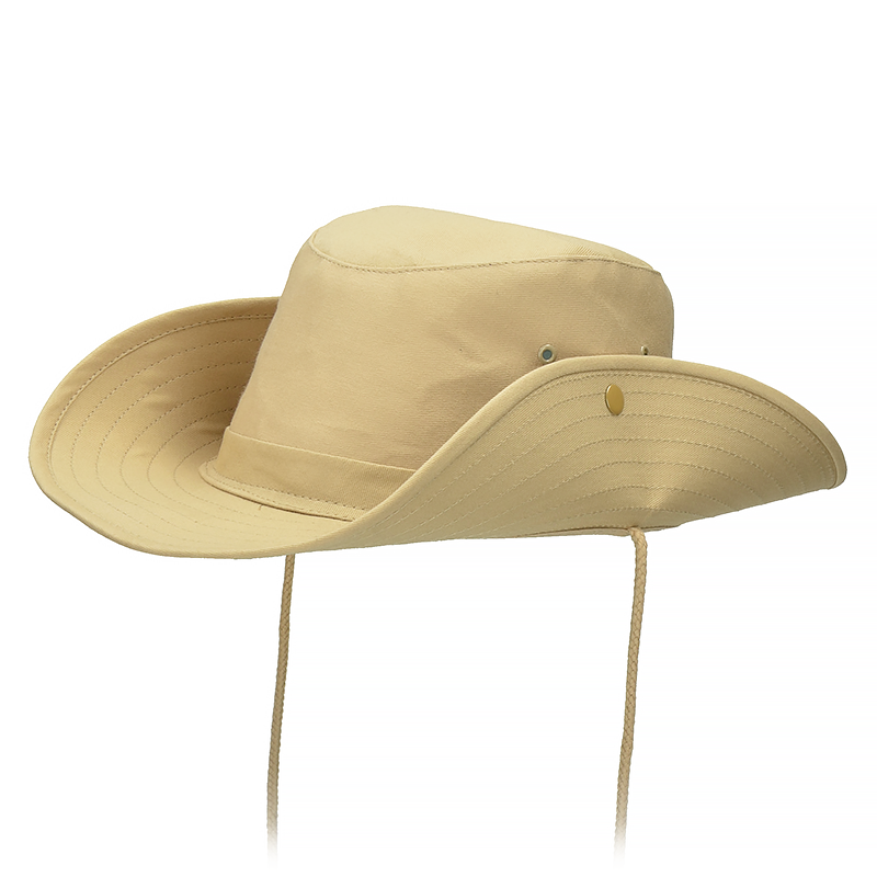 Khaki Bush hatt - med tryckknappar