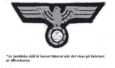 Tyskt WW2 kepsmärke till Pansartrupperna i tyg med örnen