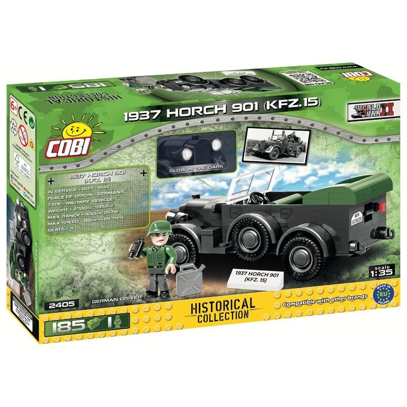 COBI-2405 1937 HORCH 901 KFZ. 15 Tysk WW2 militärbil byggsats
