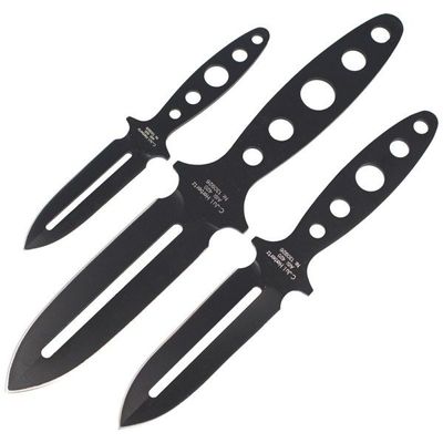 3 set svarta kastknivar med nylonfodral från Herbertz Solingen