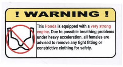 "Ej BH i Honda" Varningsdekal 
