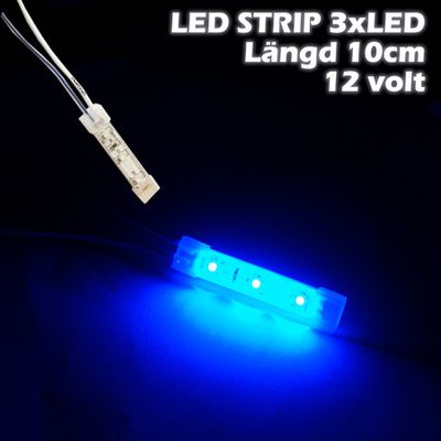 LED-strip 3xLED (10cm) 12V, BLÅ