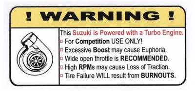 "Turbo Suzuki" Varningsdekal 