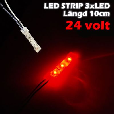 LED-strip 6xLED (10cm) 24V, RÖD