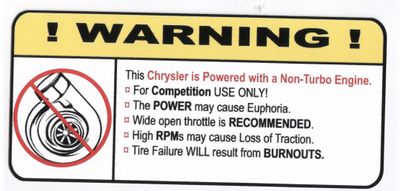 "Non-Turbo Chrysler" Varningsdekal 