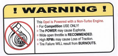 "Non-Turbo Opel" Varningsdekal 