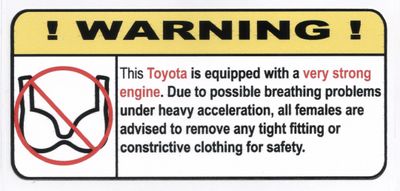 "Ej BH i Toyota" Varningsdekal