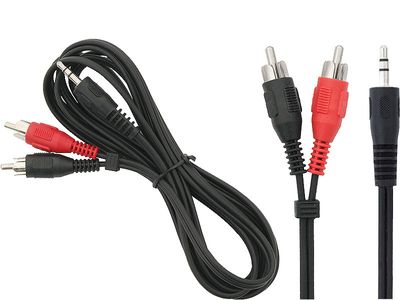 Ljudkabel 3,5 mm till 2x RCA (5m)