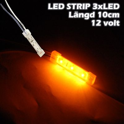 LED-strip 3xLED (10cm) 12V, ORANGE