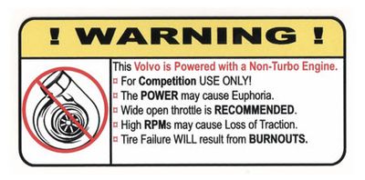 "Non-Turbo Volvo" Varningsdekal 