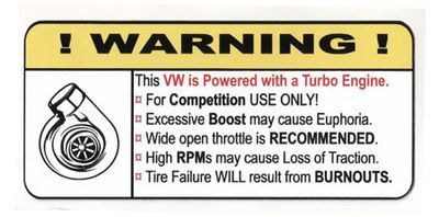 "Turbo VW" Varningsdekal 
