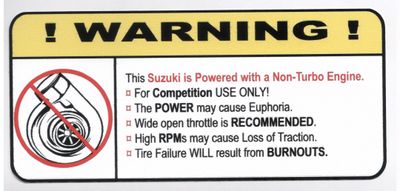 "Non-Turbo Suzuki" Varningsdekal
