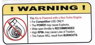 "Non-Turbo Kia" Varningsdekal 