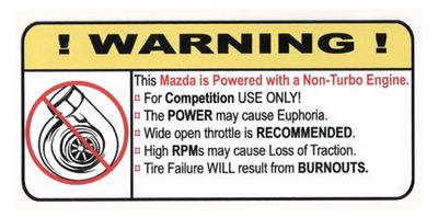 "Non-Turbo Mazda" Varningsdekal