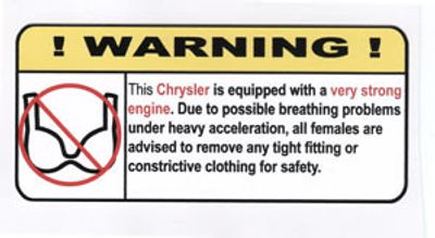 "Ej BH i Chrysler" Varningsdekal 