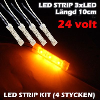 LED-strip 6xLED (10cm) 24V, ORANGE 4-PACK