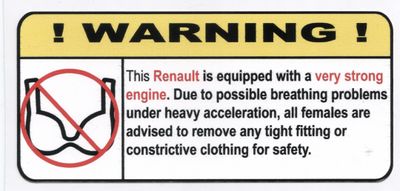 "Ej BH i Renault" Varningsdekal