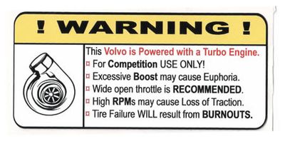 "Turbo Volvo" Varningsdekal 