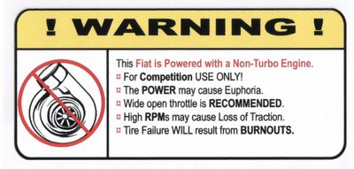 "Non-Turbo Fiat" Varningsdekal 