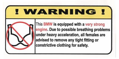 "Ej BH i BMW" Varningsdekal 