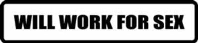 "WILL WORK FOR SEX" 300x65mm