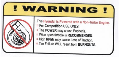 "Non-Turbo Hyundai" Varningsdekal 