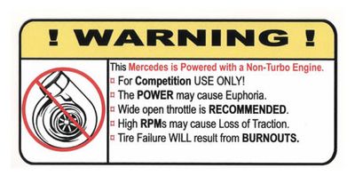"Non-Turbo Mercedes" Varningsdekal 