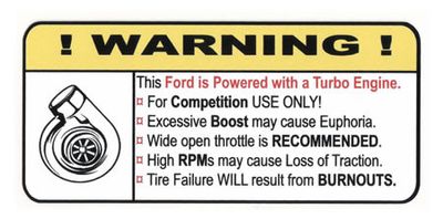 "Turbo Ford" Varningsdekal 