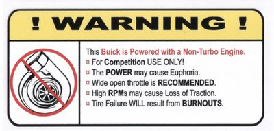 "Non-Turbo Buick" Varningsdekal 