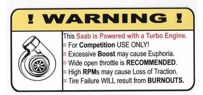 "Turbo Saab" Varningsdekal