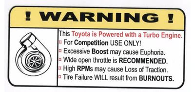 "Turbo Toyota" Varningsdekal 