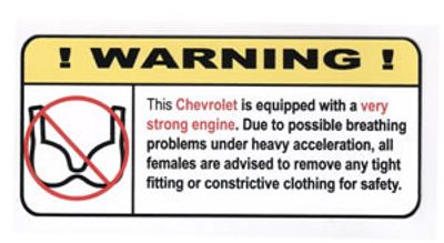 "Ej BH i Chevrolet" Varningsdekal 