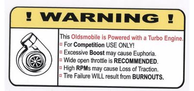 "Turbo Oldsmobile" Varningsdekal 