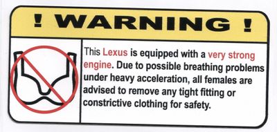 "Ej BH i Lexus" Varningsdekal 