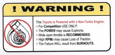 "Non-Turbo Toyota" Varningsdekal