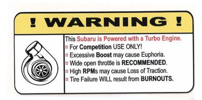 "Turbo Subaru" Varningsdekal 