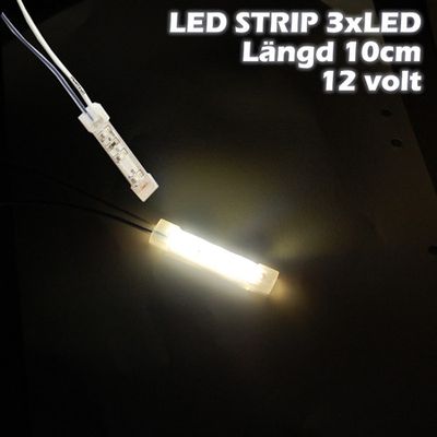LED-strip 3xLED (10cm) 12V, VIT