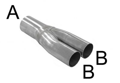 Y-rör med reducering 2x2"/2,5"