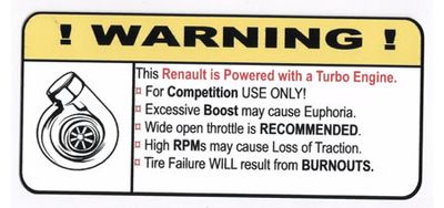 "Turbo Renault" Varningsdekal