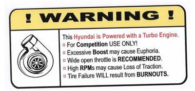 "Turbo Hyundai" Varningsdekal 