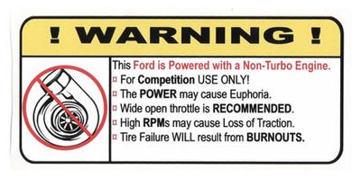 "Non-Turbo Ford" Varningsdekal 
