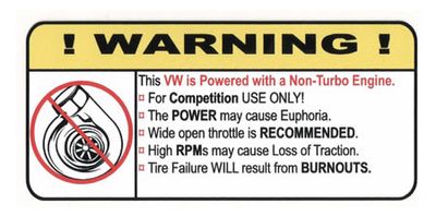 "Non-Turbo VW" Varningsdekal 
