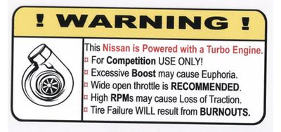 "Turbo Nissan" Varningsdekal 